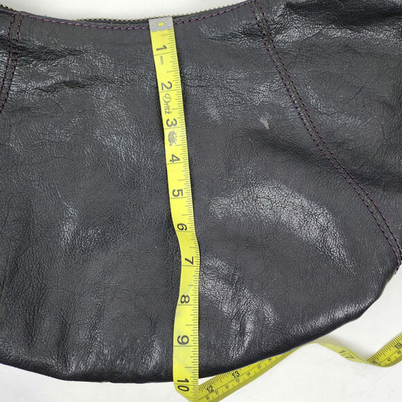 Lucky Brand Black Genuine Leather Retro Y2K Brass Studded Hobo Shoulder Bag - Picture 9 of 11